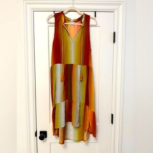 Beautiful flowing Sundance multi-color high-low dress.